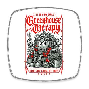 Greenhouse Getaway Gardening Plants Thrive - Square fridge magnet - white - Front