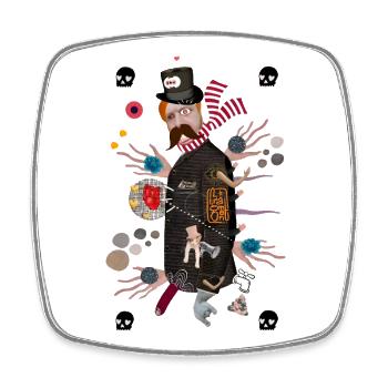 Automaton Masquerade Joker Card - Square fridge magnet - white - Front
