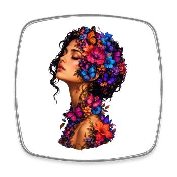 Butterfly Blossoms Wreath - Square fridge magnet - white - Front