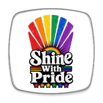 Shine With Pride Sun Vintage Pride Motif LGBTQ - Square fridge magnet - white - Front