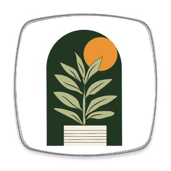 Sun plant in dark green - Square fridge magnet - white - Front