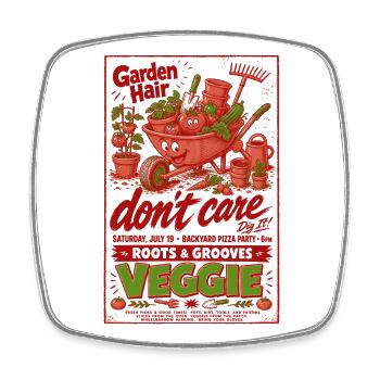 Organic Gardening Garden Hair Veggie Roots - Square fridge magnet - white - Front