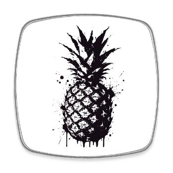 Pineapple Splash Black - Square fridge magnet - white - Front