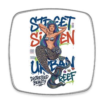 Street Siren Urban Mermaid Graffiti Streetwear Art - Square fridge magnet - white - Front