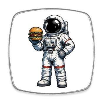 Astronaut with burger in space - Square fridge magnet - white - Front