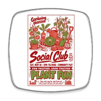 Club social obsédé par le jardinage urbain - Magnet carré - blanc - Devant