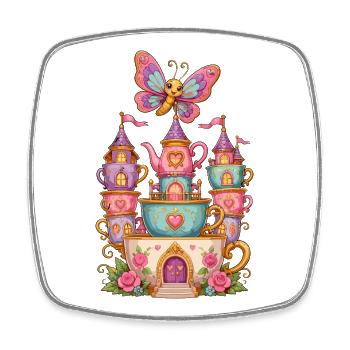 Traumcastle Tea with Butterfly - Square fridge magnet - white - Front