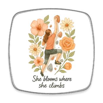 Elle fleurit là où elle grimpe - Bloc et fleurs - Magnet carré - blanc - Devant