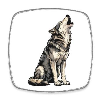 Howling Wolf Illustration - Square fridge magnet - white - Front
