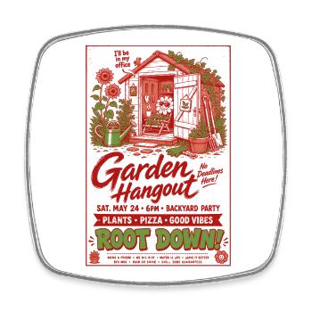Jardin Garden Hangout Jardinage biologique - Magnet carré - blanc - Devant