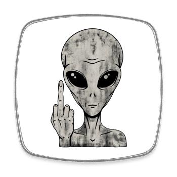 Alien Fuck Off – Middle Finger - Square fridge magnet - white - Front