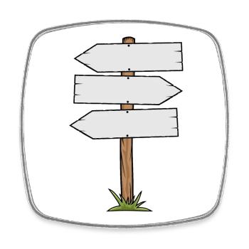Panneau de direction en bois - Magnet carré - blanc - Devant