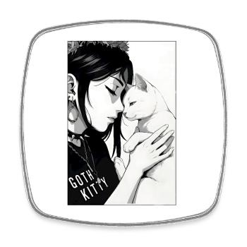 Goth Kitty Portrait - Magnet carré - blanc - Devant