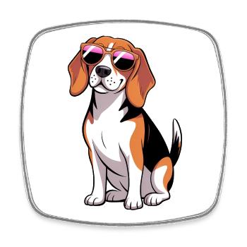 Beagle Dog portant des lunettes de soleil - Magnet carré - blanc - Devant