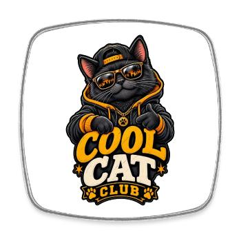 Chaton streetwear du Cool Cat Club - Magnet carré - blanc - Devant