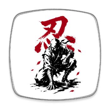 Shinobi Ninja with Japanese Kanji - Square fridge magnet - white - Front