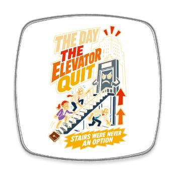 Elevator Strike Office Humor - Square fridge magnet - white - Front