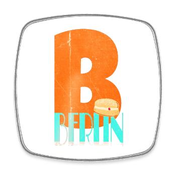 Retro Design B Berlin - Viereckiger Kühlschrankmagnet - Weiß - Vorne