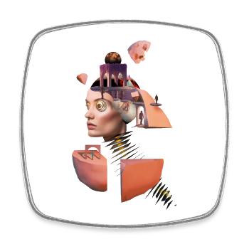 Inner World - Distinctive Collage - Square fridge magnet - white - Front