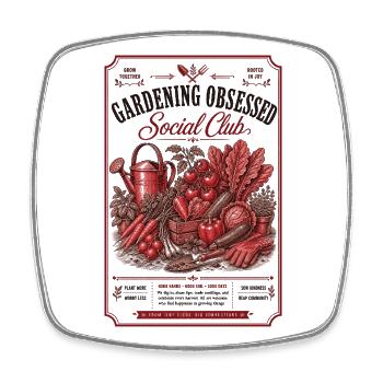 Urban Gardening Gardening Obsessed Social Club - Square fridge magnet - white - Front