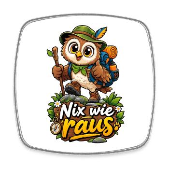 Outdoor Eule - Viereckiger Kühlschrankmagnet - Weiß - Vorne