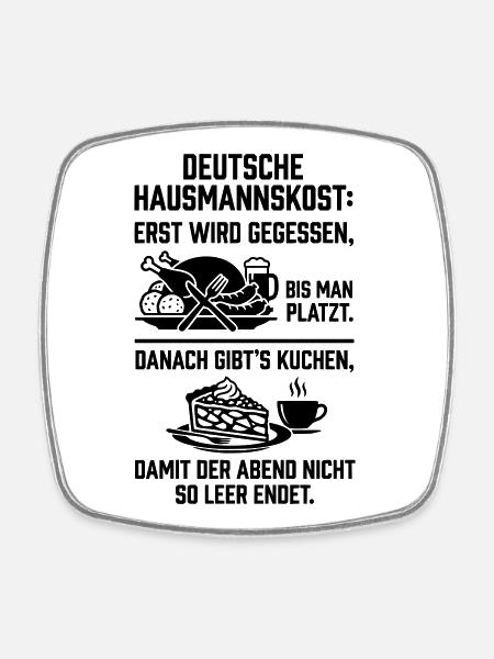 Hausmannskost typisch deutsch - Viereckiger Kühlschrankmagnet - Weiß
