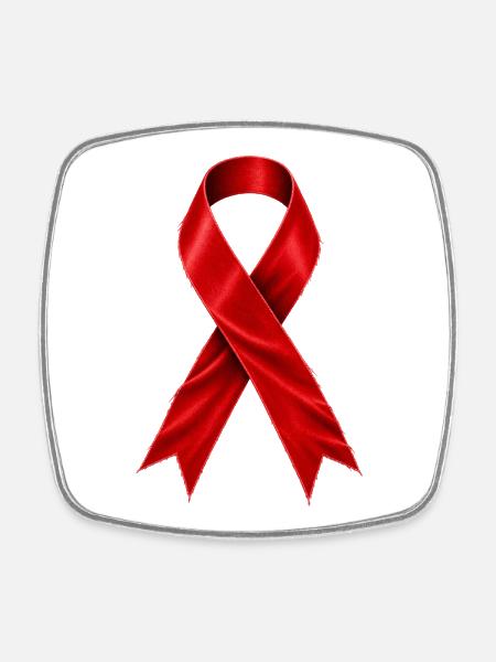 AIDS Awareness – Rote Schleife - Viereckiger Kühlschrankmagnet - Weiß
