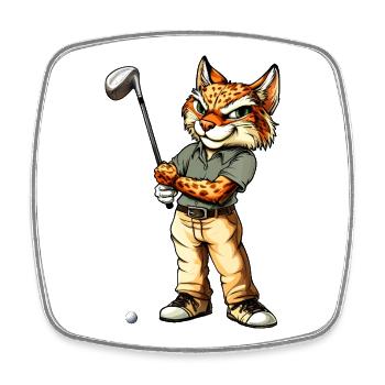 Luchs Golf - Viereckiger Kühlschrankmagnet - Weiß - Vorne