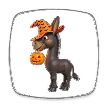 Süßer Halloween Esel mit Kürbis - Viereckiger Kühlschrankmagnet - Weiß - Vorne