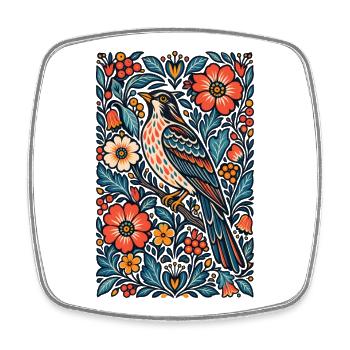 Gotische Whimsigoth-Raben-Krähe-Blumenvogelkunst - Viereckiger Kühlschrankmagnet - Weiß - Vorne