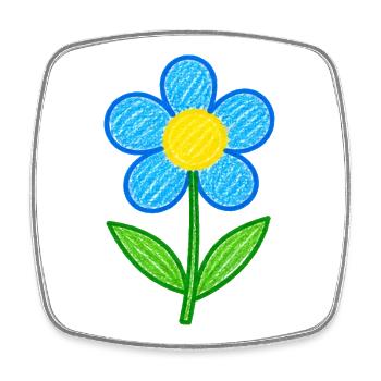 Niedliche Blume – Handgezeichnetes Blumendesign - Viereckiger Kühlschrankmagnet - Weiß - Vorne
