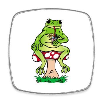 Frosch und Cocktail - Viereckiger Kühlschrankmagnet - Weiß - Vorne
