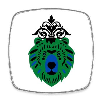 Bär in Grün-Blau - Viereckiger Kühlschrankmagnet - Weiß - Vorne