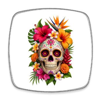 Halloween Sugar Skull Sugarskull  - Viereckiger Kühlschrankmagnet - Weiß - Vorne