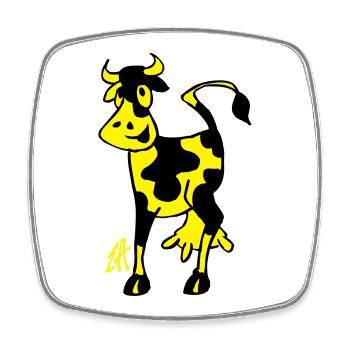 Smiling Cow, Two Color Design - Square fridge magnet - white - Front