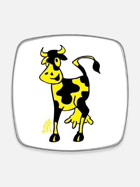 Vache - Magnet carré - blanc