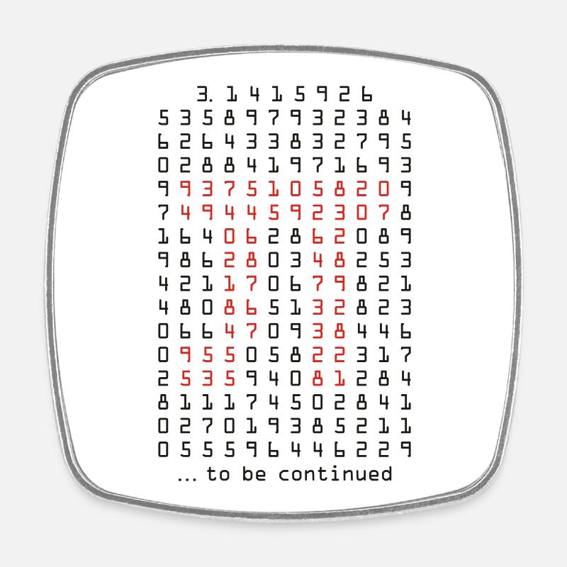 pi - 3.14159265 - nerd - mathématiques - Magnet carré - blanc