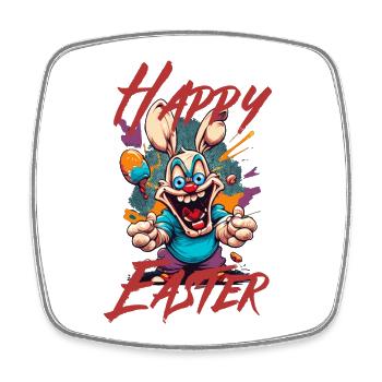 Happy Easter Frohe Ostern verrückter Hase Creepy - Viereckiger Kühlschrankmagnet - Weiß - Vorne