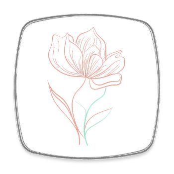 Large flower head, sketch - Square fridge magnet - white - Front