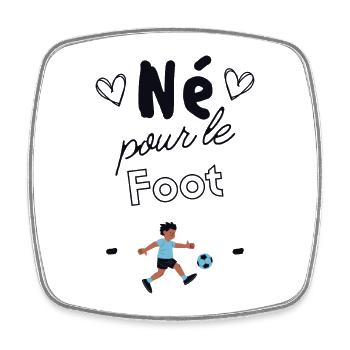 Né pour le foot - Magnet carré - blanc - Devant