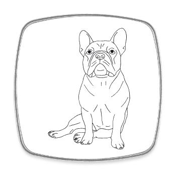 Französische Bulldogge - Viereckiger Kühlschrankmagnet - Weiß - Vorne