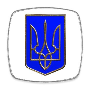 Armoiries de l’Ukraine Bouclier Trident Trident Or Look 1 - Magnet carré - blanc - Devant