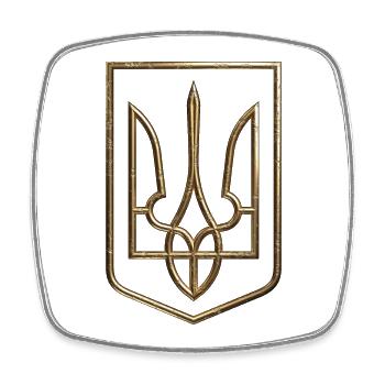 Armoiries de l’Ukraine Bouclier Trident Trident Wire Look 1 - Magnet carré - blanc - Devant