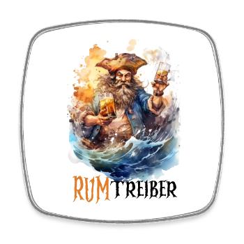 Party Abenteuer mit dem 'RUMtreiber Funshirt - Viereckiger Kühlschrankmagnet - Weiß - Vorne