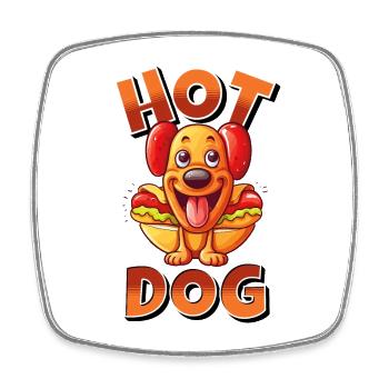Hot Dog Hund Wurst Fast Food Wortwitz Lustig Humor - Viereckiger Kühlschrankmagnet - Weiß - Vorne