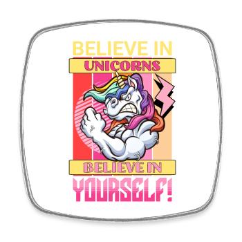 Einhorn Glaube Motivation Positiv Erfolg Magie - Viereckiger Kühlschrankmagnet - Weiß - Vorne