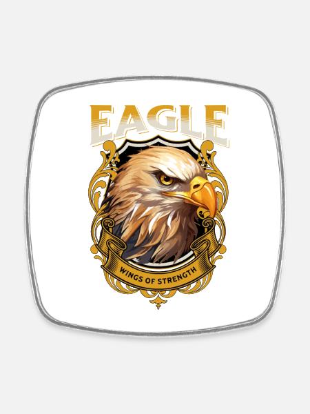 aigle, tête d’aigle, oiseau de proie, oiseau de proie, animal, nature - Magnet carré - blanc