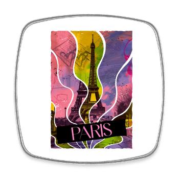 Paris, France, Ville, Horizon, Tour Eiffel, Coloré - Magnet carré - blanc - Devant