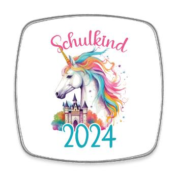 School Child 2024 Unicorn School School Student - Square fridge magnet - white - Front