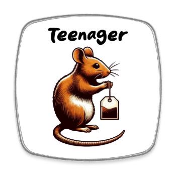 SACHET DE THÉ ADOLESCENT RONGEUR SOURIS RAT ANIMAL - Magnet carré - blanc - Devant